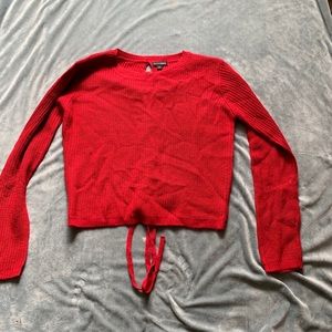 Ambiance apparel red tie sweater NEW